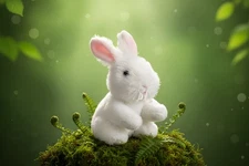 GANZ WEBKINZ White 8” Bunny Rabbit HM078 Stuffed Plush No Code