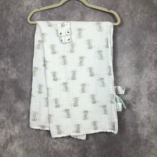 Aden  Anais Elephant Muslin Muslin Swaddle Blanket Snap Closures Grey  White