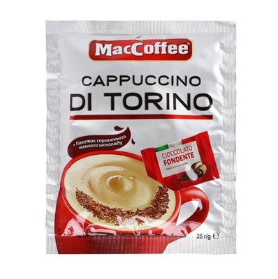 MacCoffee Cappuccino Di Torino Dark Chocolate 3 in 1 Instant Coffee Sachets 25g