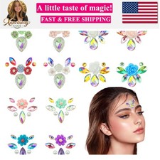 12Pcs Face Gems Stickers, Face Jewels with Diamond, Rhinestones Pearl Spring ...
