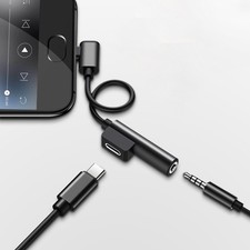 Type-C to 3.5mm Charging Listening Song Combo Audio Converter Data Line Black 