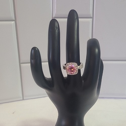 Silber rosa Eis und Kristall Strass Ring, Größe 6,5 ~ NEU - Bild 2 von 6