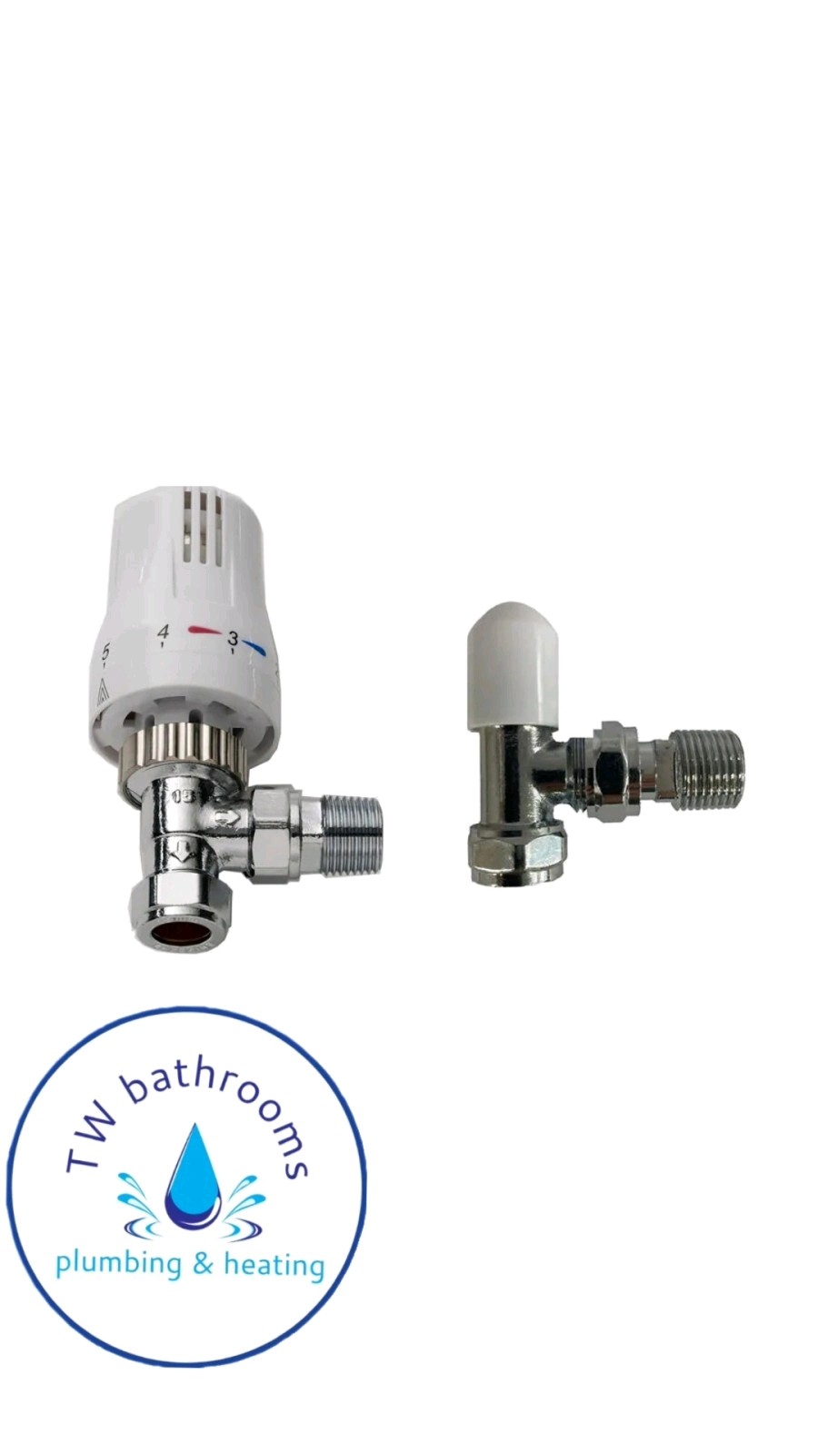 Kartell TRV Thermostatic 15mm Angled Radiator Valve and Lockshield - White