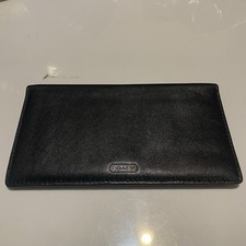 Vintage 1990s Coach Black Glove-Tanned Leather Checkbook Wallet Bifold