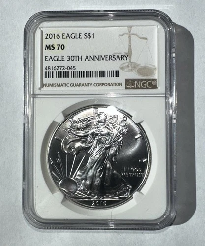 2016 $1 American Silver Eagle NGC MS70 Brown Label