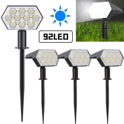 4 Pack 92-LED Solar Spotlights Landscape Lights Outdoor Garden Pathway Lamps
