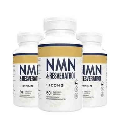 Pure NMN + Resveratrol 60 Capsules Anti-aging NAD + Supplement Health 1100mg