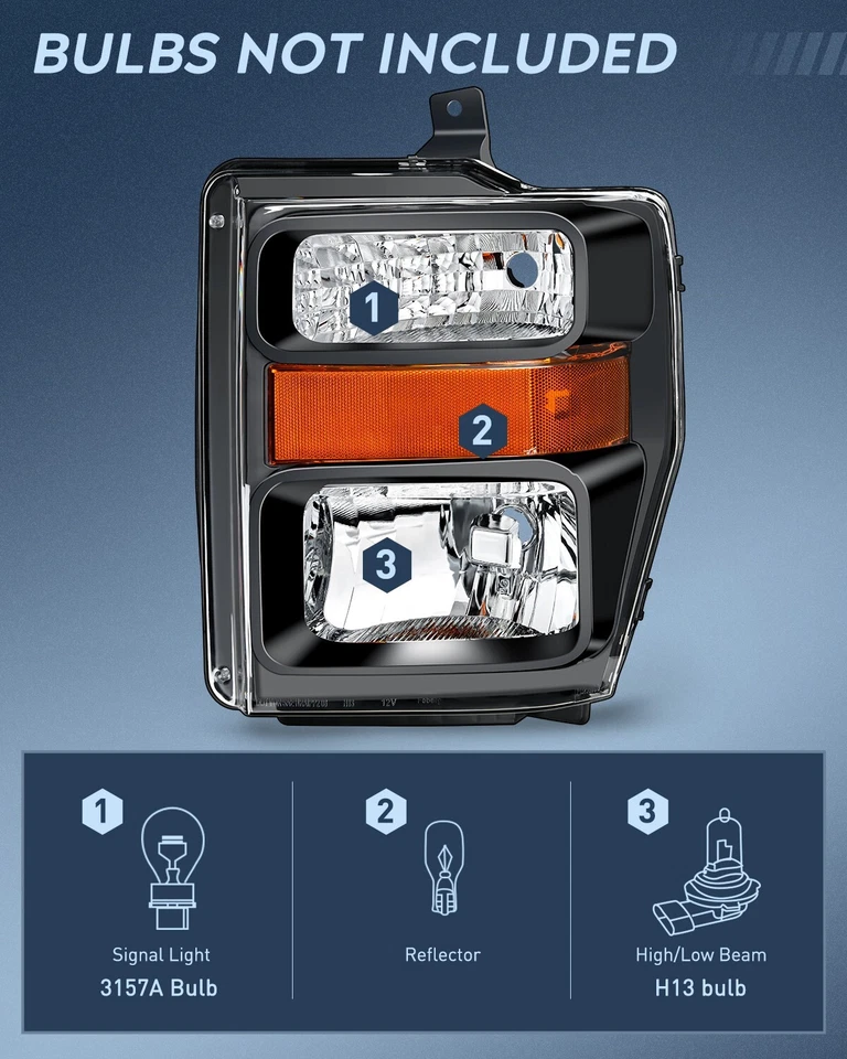 Nilight Headlight Assembly for 2008 2009 2010 Ford F-250 F-350 F-450 Super Duty - Image 3 of 4