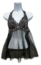 Victorias Secret Womens Sheer Lace Babydoll Lingerie S Black Pink