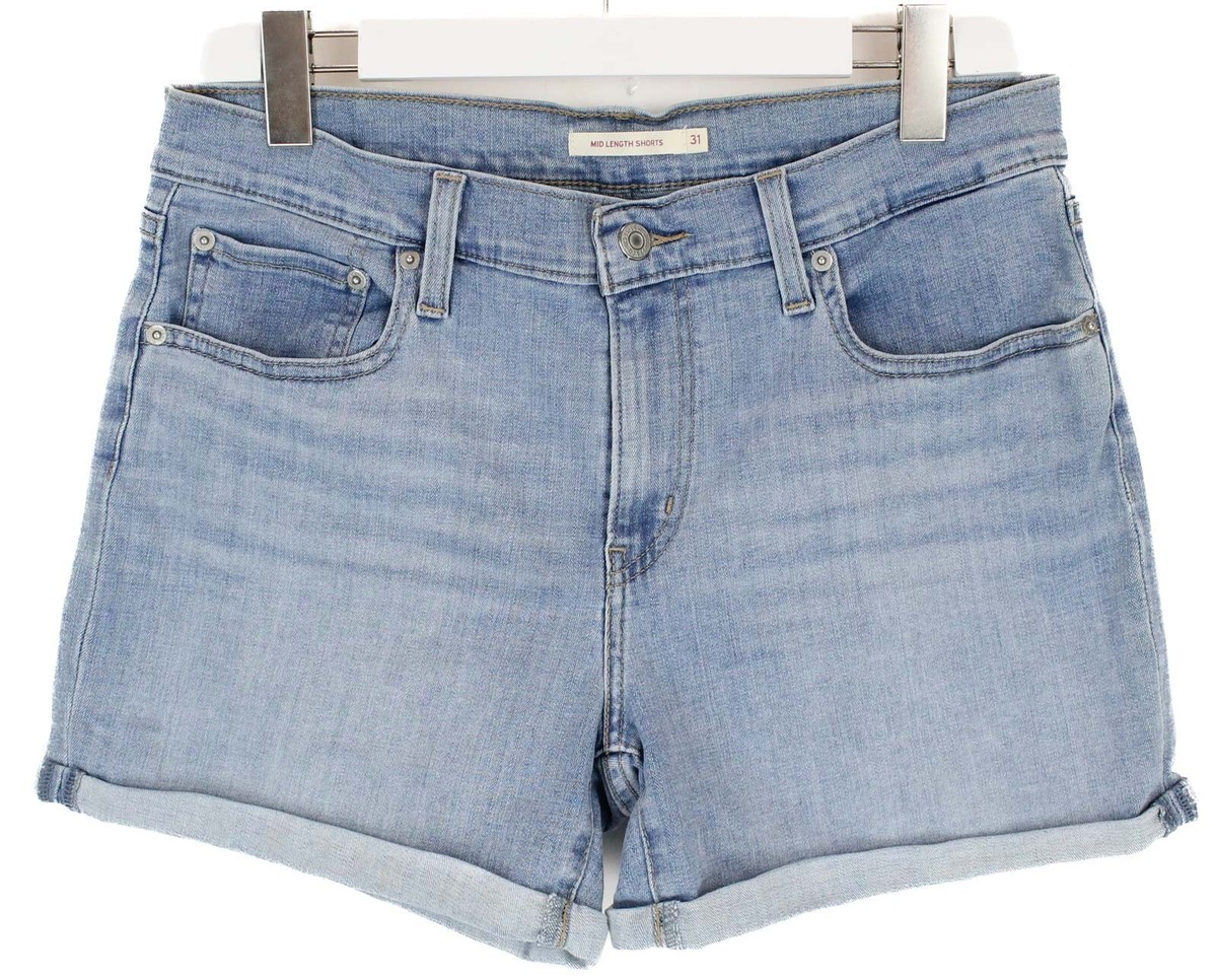 LEVI's Mid-Length Shorts Women's W31 Turn Up Whiskers Faded Zip