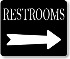RESTROOMS RIGHT ARROW BLACK Metal Aluminum composite sign