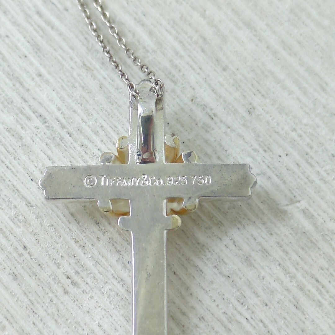 Tiffany & Co. Cross Necklace 925 Sterling & 750 18Kt Yellow Tiffany & Co. Cross Necklace 925 Sterling & 750 18Kt Yellow
