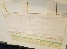 Natural Organic Basics Brand Ivory Green Tan Stripes Animals Valance 15x45