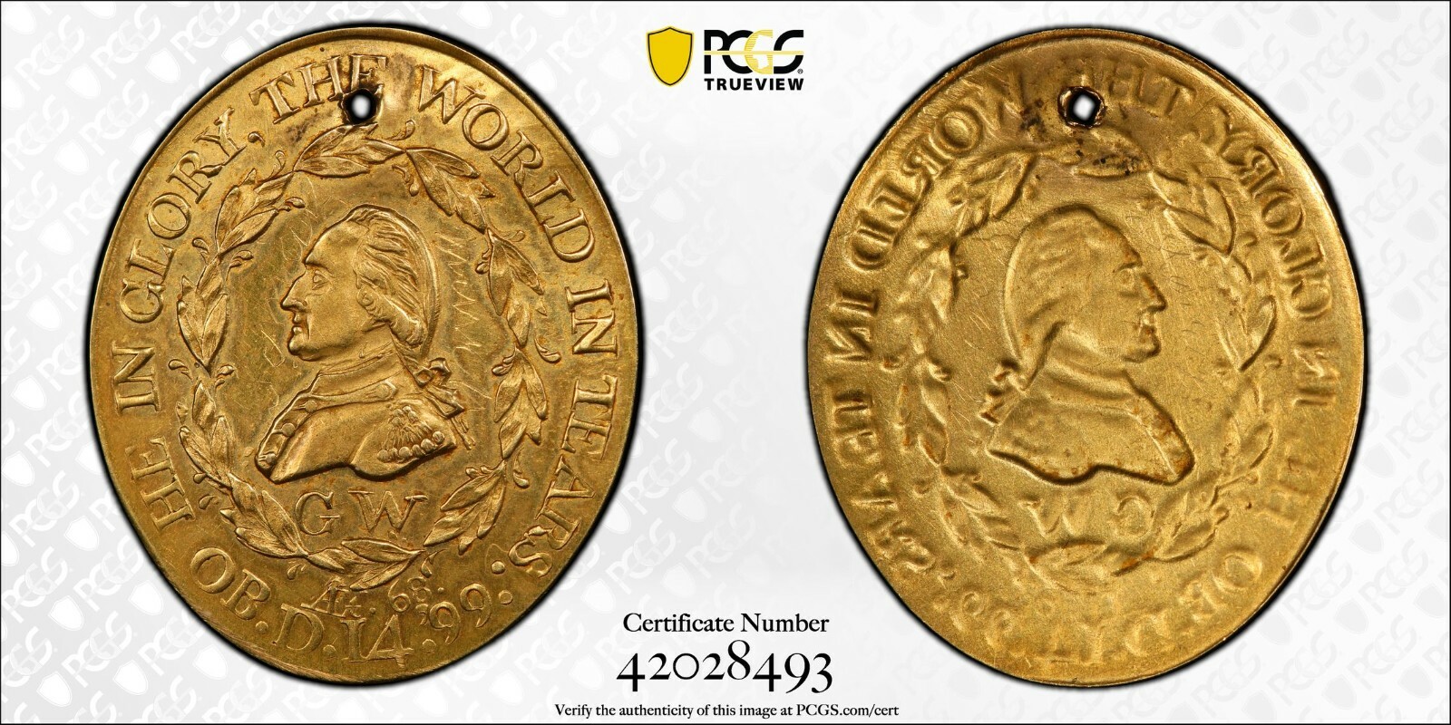 1800 Washington Funeral Medal Gold BK-169 Musante GW-75 PCGS Genuine AU Graffiti