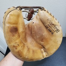 Vintage Rawlings Padded Leather L/H Catchers Mitt Glove Hinged Pad SM 300-G READ