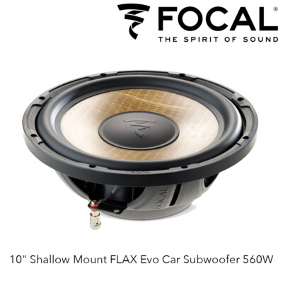 Focal P25FSE 10'' flache Halterung FLAX Evo Auto Subwoofer 560 W schmaler Subwoofer brandneu in Verpackung