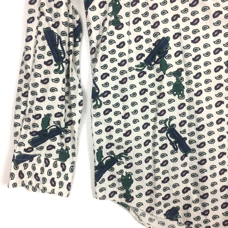 Grand Slam Mens L Button Up Shirt Vintage Cotton Printed Golf - Image 2 of 4
