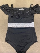 Womens Black Rhinestones dance leotard Large