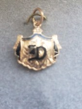 ONE 1 14k Gold Hawaiian Black Enamel Initial Pendant D