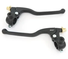 Suzuki GP Lever Perch Set w/ Mirror Mounts - Clutch + Drum Brake - Black - 7/8"
