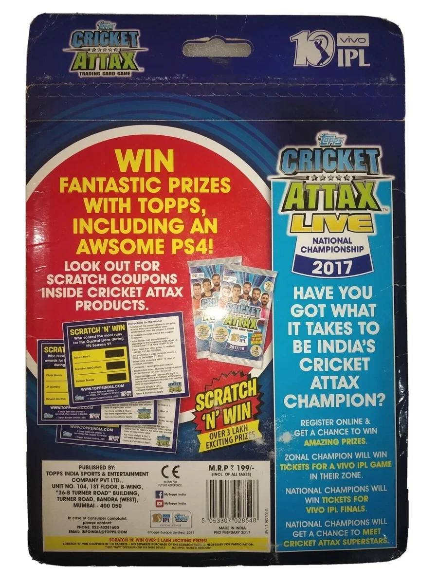 Topps Cricket Attax 2017 Power Game Booster Packs Incl . Virat