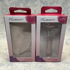 Plum Beauty Rose Quartz Sculpting Gua Sha Stone Mini Facial Roller - Lot of 2
