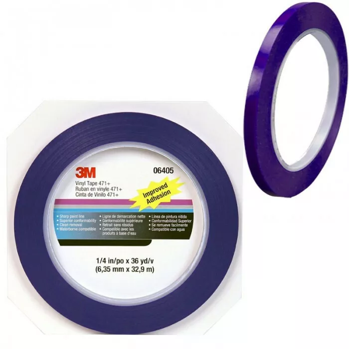 3M Blue Fine Line Masking Vinyl Tape 471 1 4 inch 06405 6.35mm X 32.9m