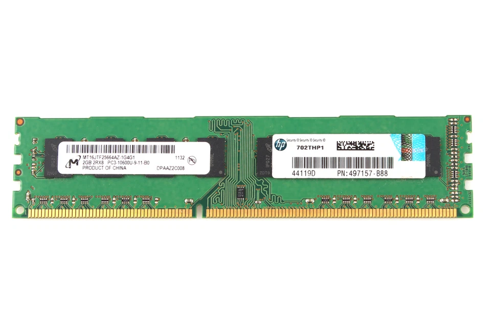 Micron 4GB 2X 2GB 2RX8 PC3-10600U DDR3 1333MHz 240PIN DIMM Intel Memory Desktop - Image 2 of 4
