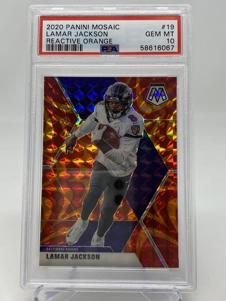 2020 Panini Mosaic Lamar Jackson Reactive Orange - PSA 10 view 5