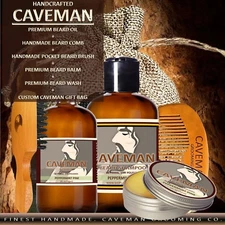 Caveman Beard Oil Fast Growth Serum Beard Balm Beard Wash Comb Brush 18 KITS