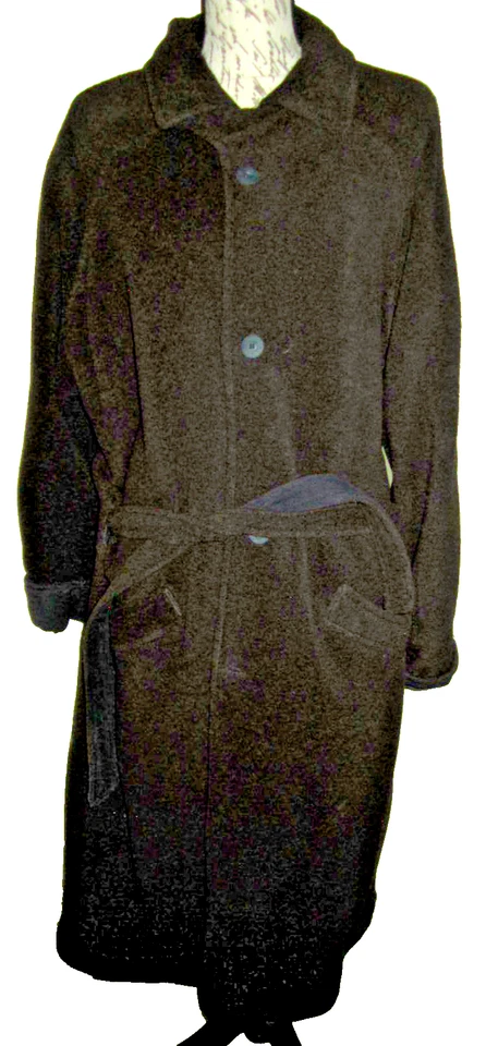 Abrigo polar marrón oscuro, invierte a impermeable negro, todo reciclado vegano, XXL