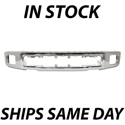 NEW Chrome Steel Bumper Face Bar for 2015 2016 2017 Ford F150 Truck W/ Fog 15-17