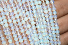 Natural 4mm Faceted White Opal Gemstone Round Loose Beads 15'' Strand