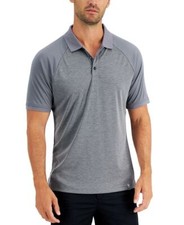 Alfani Men's AlfaTech Polo Stretch Raglan Sleeve Grey/Heather Grey Small S