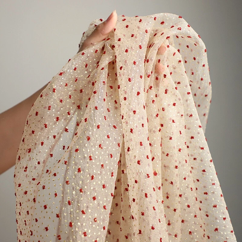 Champagner Organza Tüll Stoff Netz Bronzing Samt Punkte DIY Material Hochzeit - Bild 3 von 4