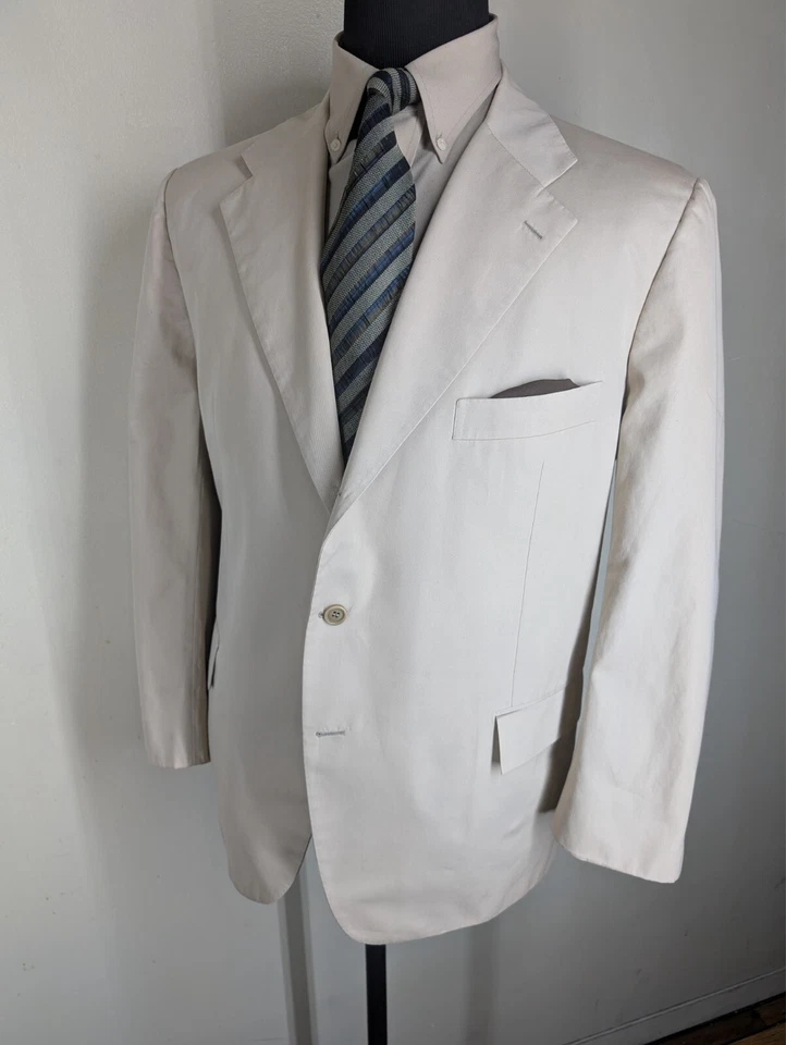 Blazer Kiton Hecho en Italia Raro 100% Algodón - Con Defectos - Sin Pantalones - EE. UU. Talla 48 R Foto 4 de 4
