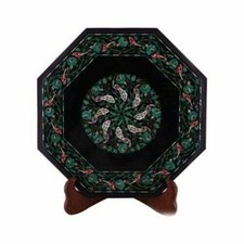 18" Marble side end Table Top Semi precious Stone Inlay Home Decor Furniture