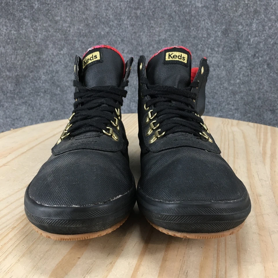 Keds Waterproof Rain Boots Womens 9.5 W Scout Black Canvas Wool Lace Up WF65576 - Image 4 of 4