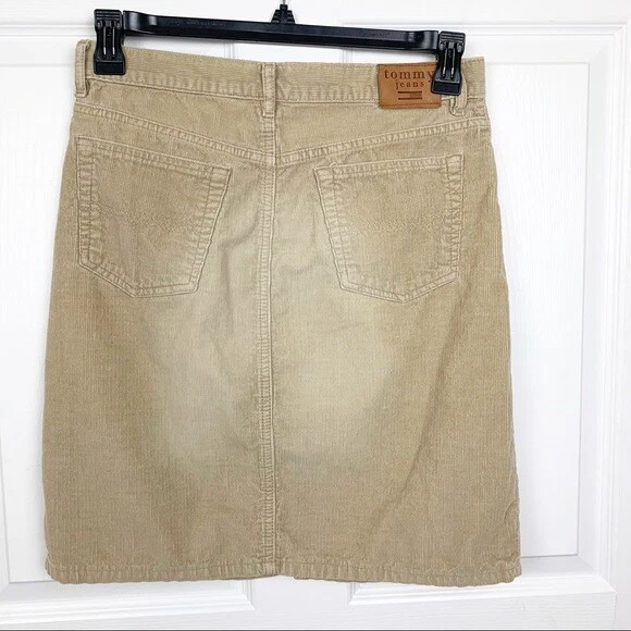 Tommy Hilfiger Falda Mujer 9 Caqui Pana Hasta la Rodilla Abertura Frontal Tommy Jeans Foto 2 de 4