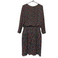 Vintage Jordan Ari Tulip Print Pleated Midi Dress Size 14 Long Sleeve USA Made