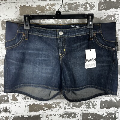 GAP Maternity Summer Short Women’s 12 Denim Blue Jeans Side Stretch Panels  NWT