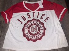 justice sz 14/16 red glitter active crop shirt nwt sports cheer gymnastics dance