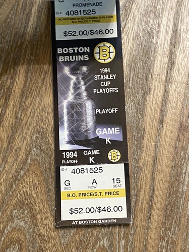 1994 Boston Bruins Playoff Full Season Ticket Booklet - Picture 5 of 10