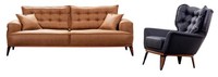 Wohnzimmer-Set 3-Sitzer Sofa + Sessel Modern Komfortabel Stilvoll