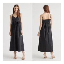 NEW Quince Women's Black 100% Organic Cotton Sleeveless Maxi Dress Size S