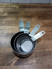 Vintage Unbranded Stainless Hong Kong Measuring Cups Set of 4