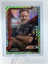 2025 Topps Chrome Formula 1 Christian Horner Red Bull Aqua Checker Flag #192