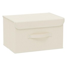Storage Boxes, Collapsible Storage Bins with Lids, Cotton and linen cloth Sto...