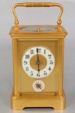 PETITE SONNERIE ANTIQUE FRENCH CHIMING CARRIAGE CLOCK & ALARM restored GORGEOUS