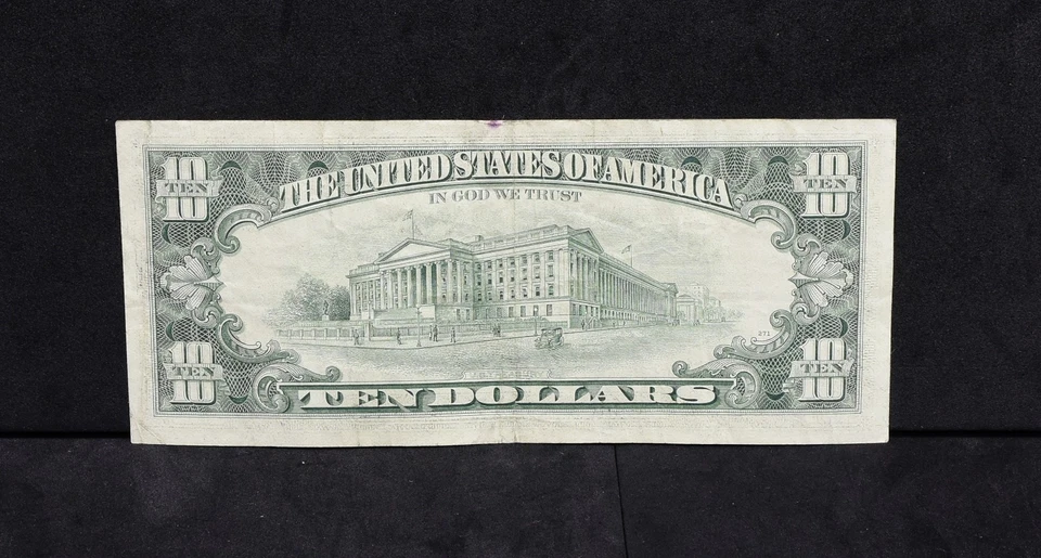 1981  $10 Errors Fed Reserve Note Shifted 3rd printing VF (B161) - Image 2 of 2